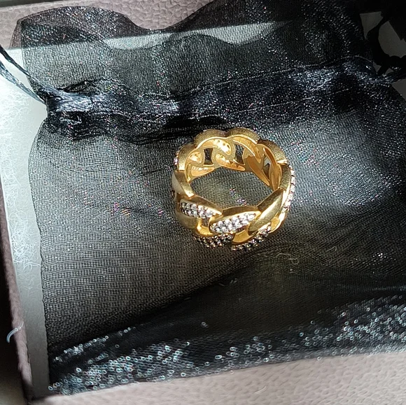 Freida Rothman Gold & Diamond Women's Ring - Paived Iced - Size 8 - New in Box - Picture 12 of 16